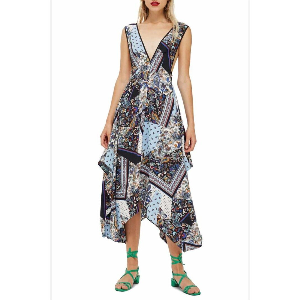 Topshop Pinafore Midi Dress Size 2 Boho Fairy - Picture 1 of 8